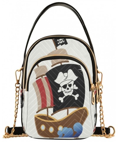 Pirate Ship Crossbody Handbags for Women Casual Leather Shoulder Phone Purse $11.96 Crossbody Bags