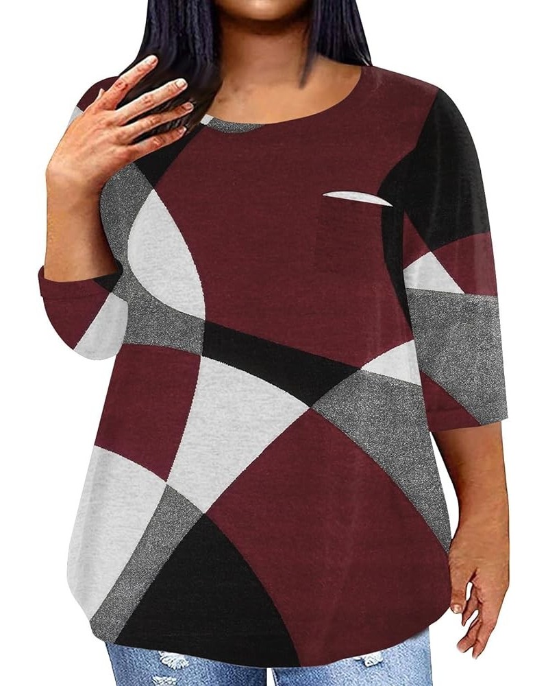 3/4 Sleeve Women Tops 2024 Dressy Casual Elbow Length Sleeve Loose Fit Womens Sweaters Dress Carnival Themed Outfit 3-wine $9...