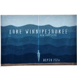 24x36 Inch Giclee Print, Lake Winnipesaukee, New Hampshire, Lake Essentials, Lake Depth $28.99 Totes