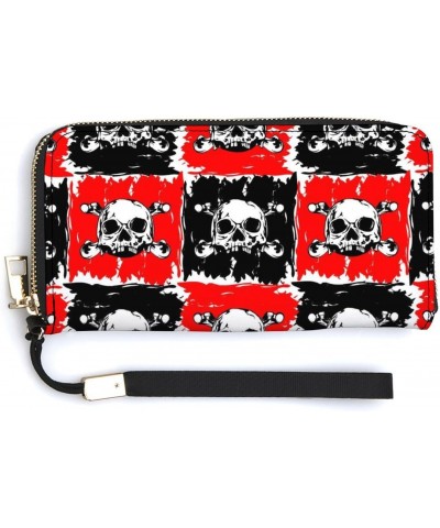 Pirate Skull Print RFID Blocking Wallet Slim Clutch Wristlet Travel Long Purse for Women Men $20.49 Wristlets