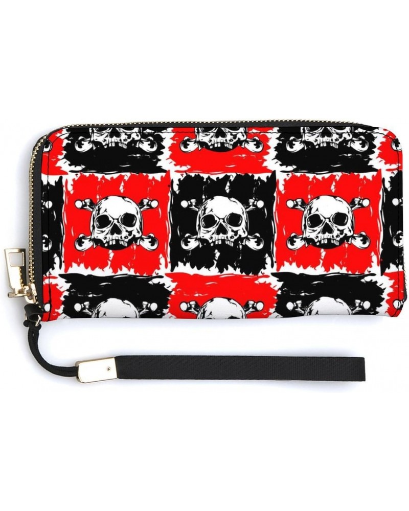 Pirate Skull Print RFID Blocking Wallet Slim Clutch Wristlet Travel Long Purse for Women Men $20.49 Wristlets