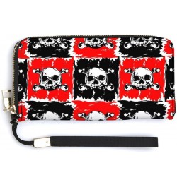 Pirate Skull Print RFID Blocking Wallet Slim Clutch Wristlet Travel Long Purse for Women Men $20.49 Wristlets