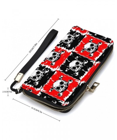 Pirate Skull Print RFID Blocking Wallet Slim Clutch Wristlet Travel Long Purse for Women Men $20.49 Wristlets