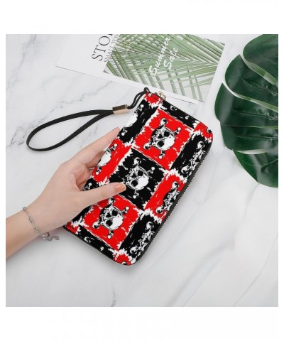 Pirate Skull Print RFID Blocking Wallet Slim Clutch Wristlet Travel Long Purse for Women Men $20.49 Wristlets