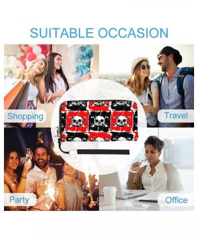 Pirate Skull Print RFID Blocking Wallet Slim Clutch Wristlet Travel Long Purse for Women Men $20.49 Wristlets