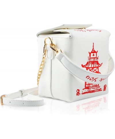 Crossbody Bags for Women Medium Size Shoulder Handbags Totes Purse with Adjustable Strap Chinese Takeout Box Bag White-red $1...