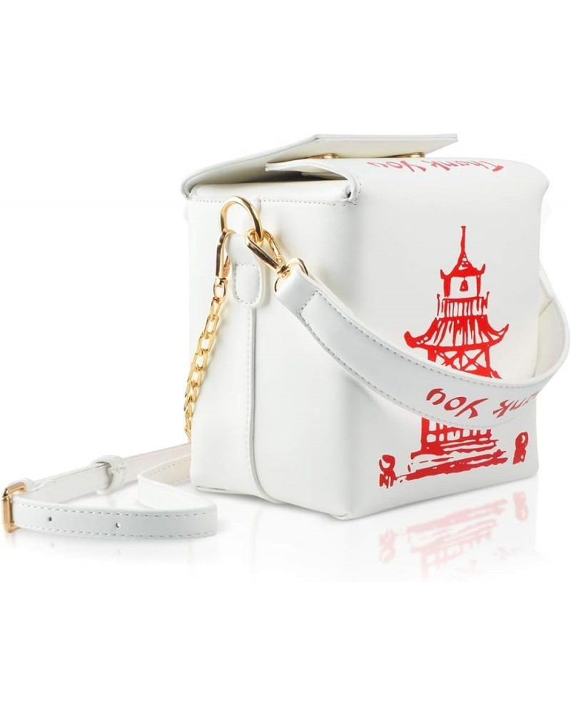 Crossbody Bags for Women Medium Size Shoulder Handbags Totes Purse with Adjustable Strap Chinese Takeout Box Bag White-red $1...