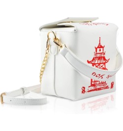 Crossbody Bags for Women Medium Size Shoulder Handbags Totes Purse with Adjustable Strap Chinese Takeout Box Bag White-red $1...