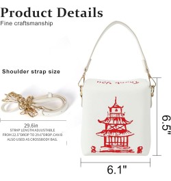 Crossbody Bags for Women Medium Size Shoulder Handbags Totes Purse with Adjustable Strap Chinese Takeout Box Bag White-red $1...