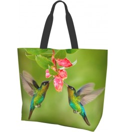 Elephant Rainbow Tote Bag Shoulder Bag for Women 19.7x15.7Inch Bird Flowers $15.37 Shoulder Bags