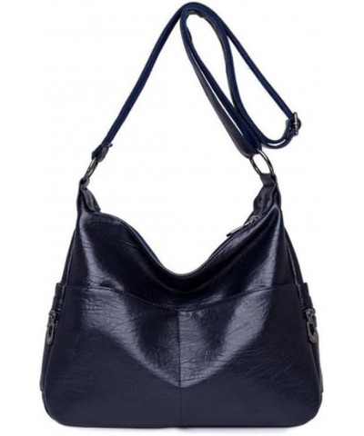 Women Tote Bag Soft Leather Shoulder Bags Purse Satchel Big Crossbody Bags-Black Dark Blue $24.15 Totes