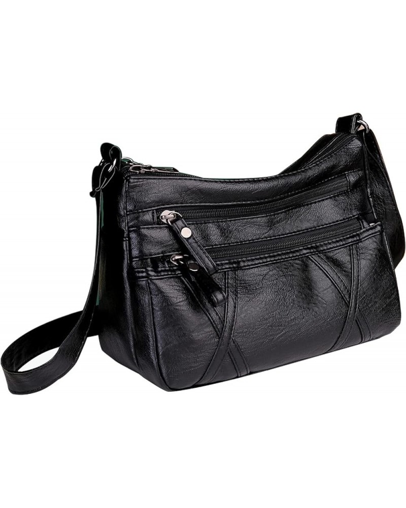 Soft PU Leather Crossbody Shoulder Bag Small Hobo Bags for Women, Medium Sized Handbag Purse for Ladies Black01 $12.18 Hobo Bags