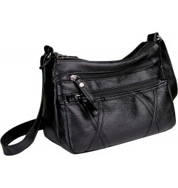 Soft PU Leather Crossbody Shoulder Bag Small Hobo Bags for Women, Medium Sized Handbag Purse for Ladies Black01 $12.18 Hobo Bags