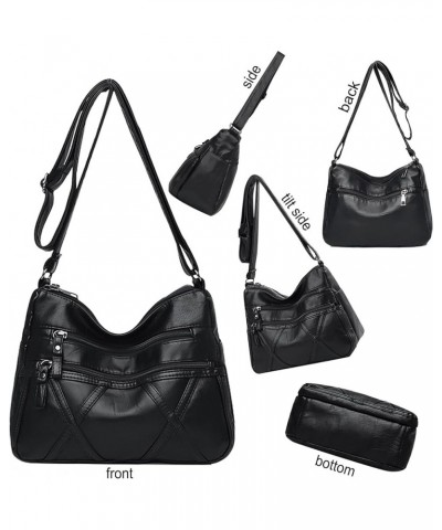 Soft PU Leather Crossbody Shoulder Bag Small Hobo Bags for Women, Medium Sized Handbag Purse for Ladies Black01 $12.18 Hobo Bags