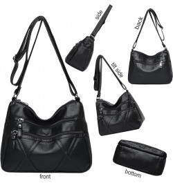 Soft PU Leather Crossbody Shoulder Bag Small Hobo Bags for Women, Medium Sized Handbag Purse for Ladies Black01 $12.18 Hobo Bags