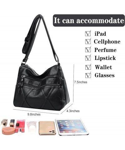 Soft PU Leather Crossbody Shoulder Bag Small Hobo Bags for Women, Medium Sized Handbag Purse for Ladies Black01 $12.18 Hobo Bags