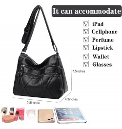 Soft PU Leather Crossbody Shoulder Bag Small Hobo Bags for Women, Medium Sized Handbag Purse for Ladies Black01 $12.18 Hobo Bags