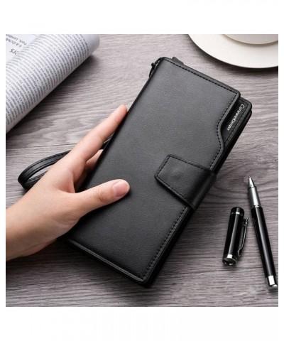 Men Wallets Clutch Bag Card Holder Male Purse mobile phone bag Large Capacity Wallet For Men-black (Color : Black) $44.80 Wal...