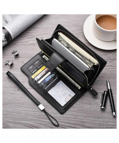 Men Wallets Clutch Bag Card Holder Male Purse mobile phone bag Large Capacity Wallet For Men-black (Color : Black) $44.80 Wal...