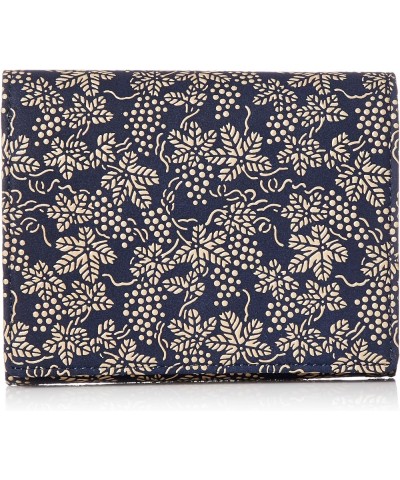 Women's Wallet Navy Blue Deerskin x White Lacquer Grape Pattern 2205-14-120 $56.93 Wallets