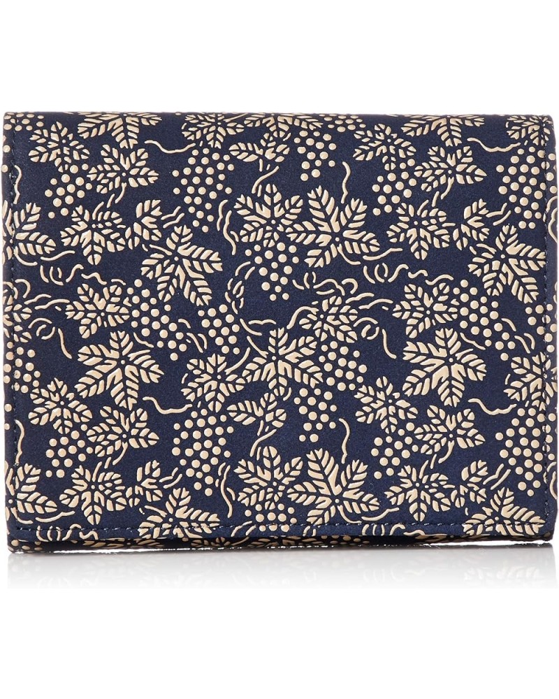 Women's Wallet Navy Blue Deerskin x White Lacquer Grape Pattern 2205-14-120 $56.93 Wallets