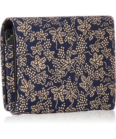 Women's Wallet Navy Blue Deerskin x White Lacquer Grape Pattern 2205-14-120 $56.93 Wallets