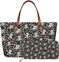 Women Satchel Handbags Shoulder Purses Totes Work Bags with Leather Wallet 2-Piece Set Cherry Blossoms Koala $37.32 Satchels