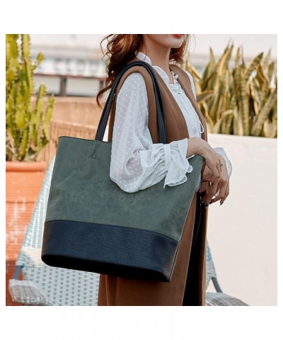 Tote Bag for Women Retro Shoulder Purse Leather Top Handle Bag Large Capacity Work Handbag Black $18.14 Totes