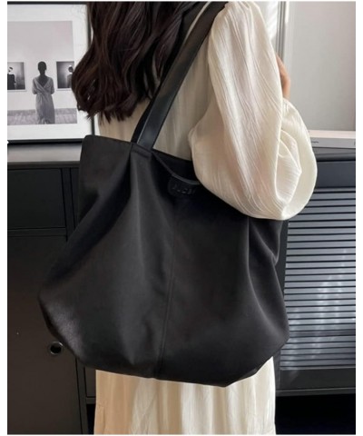 Canvas Hobo Bag for Women Shoulder Bag Large Capacity Totes Handbag Purse Commuting Travel Top Handle Bag Black $11.96 Totes