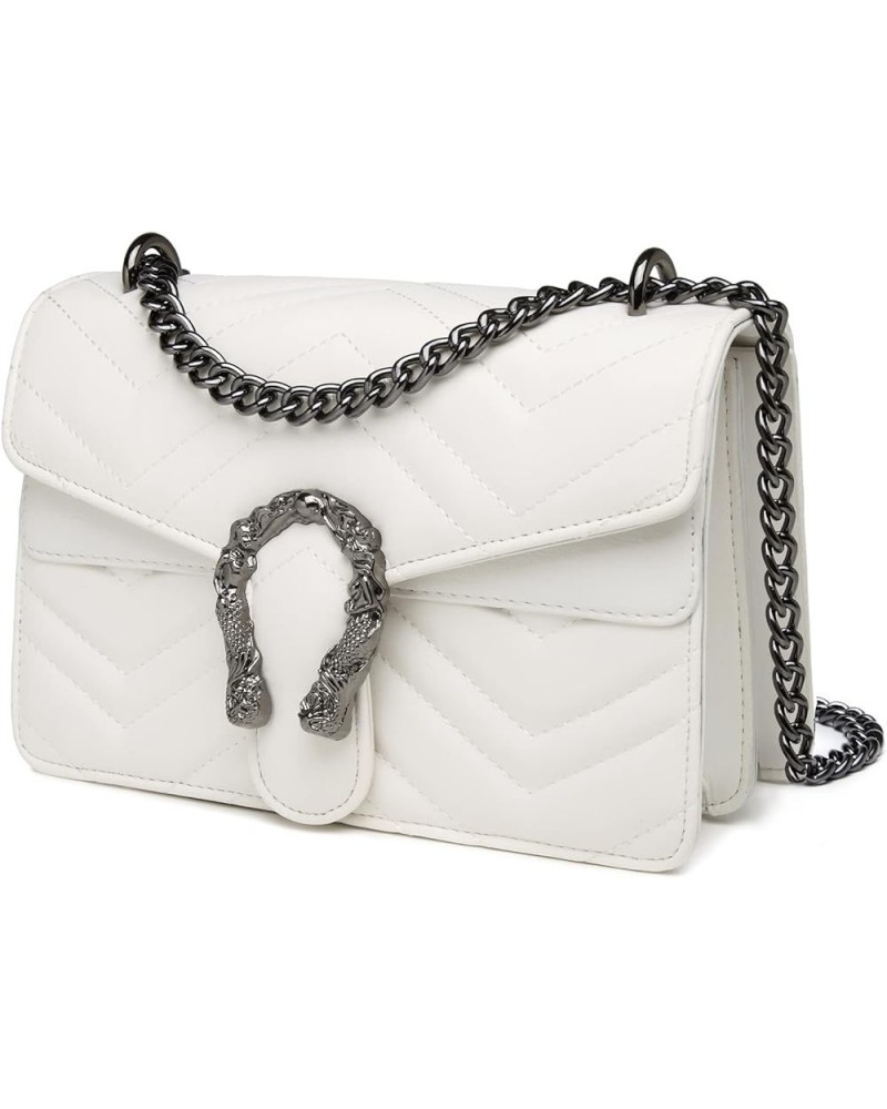 Crossbody Bags for Women - Snake Printed Clutch Purses Leather Chain Shoulder Bags Evening Handbags Qulited White $15.30 Even...