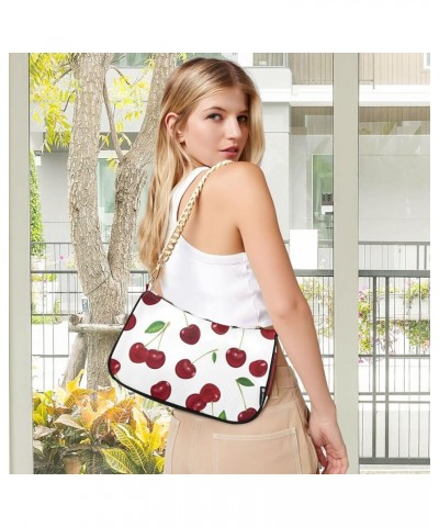 Red Blue Sweet Shoulder Purse for Women Purse Clutch for Women with Zipper Seamless Cherry $17.97 Shoulder Bags