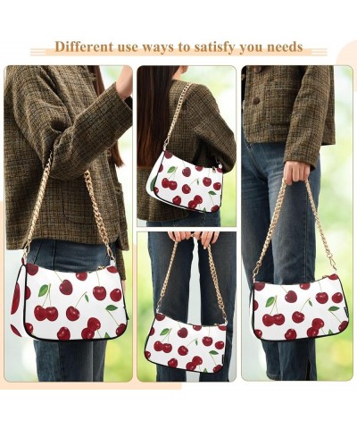 Red Blue Sweet Shoulder Purse for Women Purse Clutch for Women with Zipper Seamless Cherry $17.97 Shoulder Bags