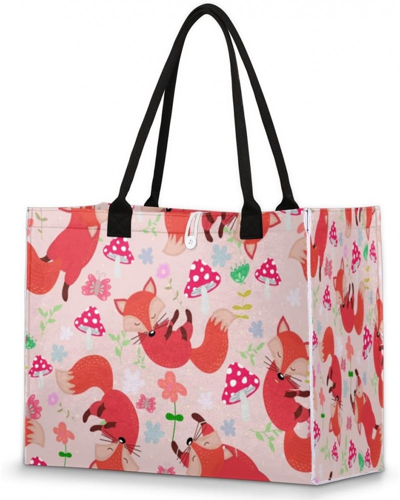 Fox Mushroom Large Tote Bag Animal Plant Large Shoulder Bag For Women Teachers Nurses Work Shopping Travel Daily Use $13.16 T...