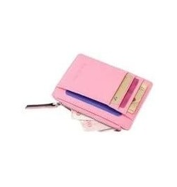 Small Men Wallet Women Zipper Coin Pocket Ultra Thin Wallet Mini Leather Card Holders 8 Card Slots Purse 6 Colors (Color : Ro...