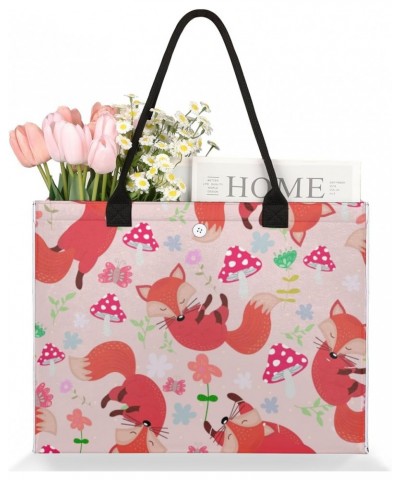 Fox Mushroom Large Tote Bag Animal Plant Large Shoulder Bag For Women Teachers Nurses Work Shopping Travel Daily Use $13.16 T...