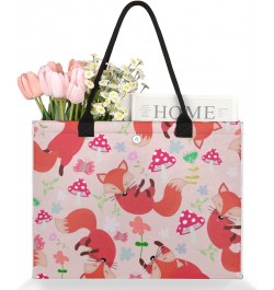 Fox Mushroom Large Tote Bag Animal Plant Large Shoulder Bag For Women Teachers Nurses Work Shopping Travel Daily Use $13.16 T...