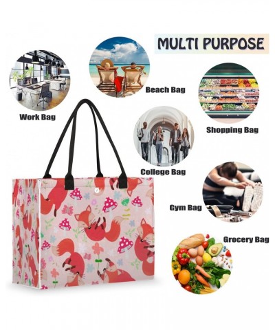 Fox Mushroom Large Tote Bag Animal Plant Large Shoulder Bag For Women Teachers Nurses Work Shopping Travel Daily Use $13.16 T...