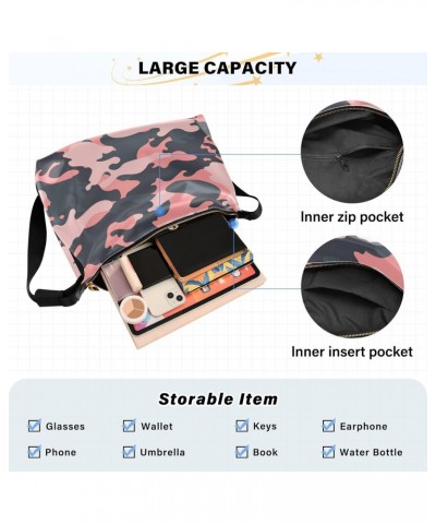 Women Boho Bag Coral Grey Camo Shoulder Bag PU Leather Pouch Crossbody Bag Large Tote Handbag For Quick Getaway Weekend Holid...