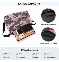 Women Boho Bag Coral Grey Camo Shoulder Bag PU Leather Pouch Crossbody Bag Large Tote Handbag For Quick Getaway Weekend Holid...