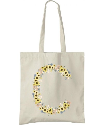 Initialled Natural Cotton Tote Bag - Sunflower Initials - Pick A Letter C $13.51 Totes