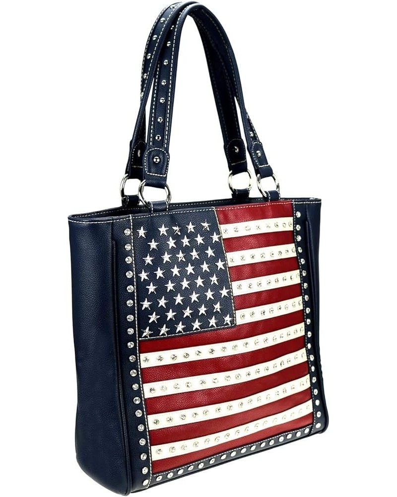 Women's Patriotic Studded Tote Satchel Handbags American Flag Purse and Crossbody Bag C Patriotic Tote Patriotic Navy $13.58 ...