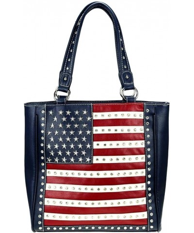 Women's Patriotic Studded Tote Satchel Handbags American Flag Purse and Crossbody Bag C Patriotic Tote Patriotic Navy $13.58 ...