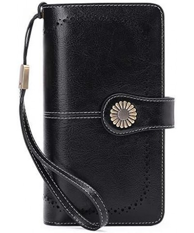 Fashion Women Leather Wallet Long Zipper Clutch Purse Credit Card Holder Large Capacity Wristlet (brown) black $26.09 Wristlets