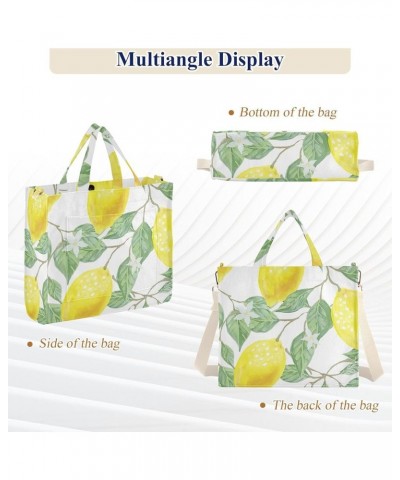 Valentines Love Hearts Shoulder Tote for Women Travel Beach Handbag Gifts Tote Bag Laptop Big Purse Bag Lemon Leaf Fruits $13...