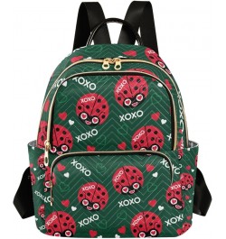 Women Backpack Ladybug Heart Love Pattern Anti-Theft Travel Backpack with Luggage Belt Lightweight Handbag Lady Purse Roomy D...