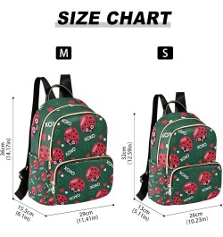 Women Backpack Ladybug Heart Love Pattern Anti-Theft Travel Backpack with Luggage Belt Lightweight Handbag Lady Purse Roomy D...