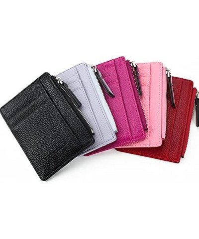 Small Men Wallet Women Zipper Coin Pocket Ultra Thin Wallet Mini Leather Card Holders 8 Card Slots Purse 6 Colors (Color : Ro...