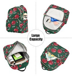 Women Backpack Ladybug Heart Love Pattern Anti-Theft Travel Backpack with Luggage Belt Lightweight Handbag Lady Purse Roomy D...