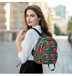 Women Backpack Ladybug Heart Love Pattern Anti-Theft Travel Backpack with Luggage Belt Lightweight Handbag Lady Purse Roomy D...