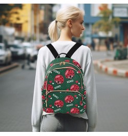 Women Backpack Ladybug Heart Love Pattern Anti-Theft Travel Backpack with Luggage Belt Lightweight Handbag Lady Purse Roomy D...